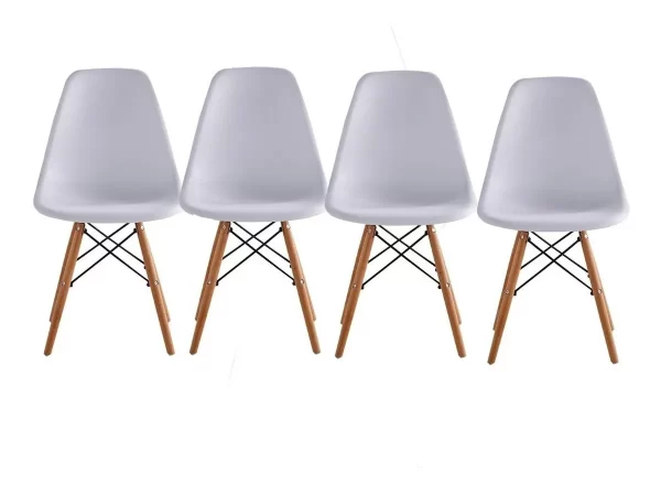 Silla de comedor Begônia Eames, estructura color blanco, 4 unidades